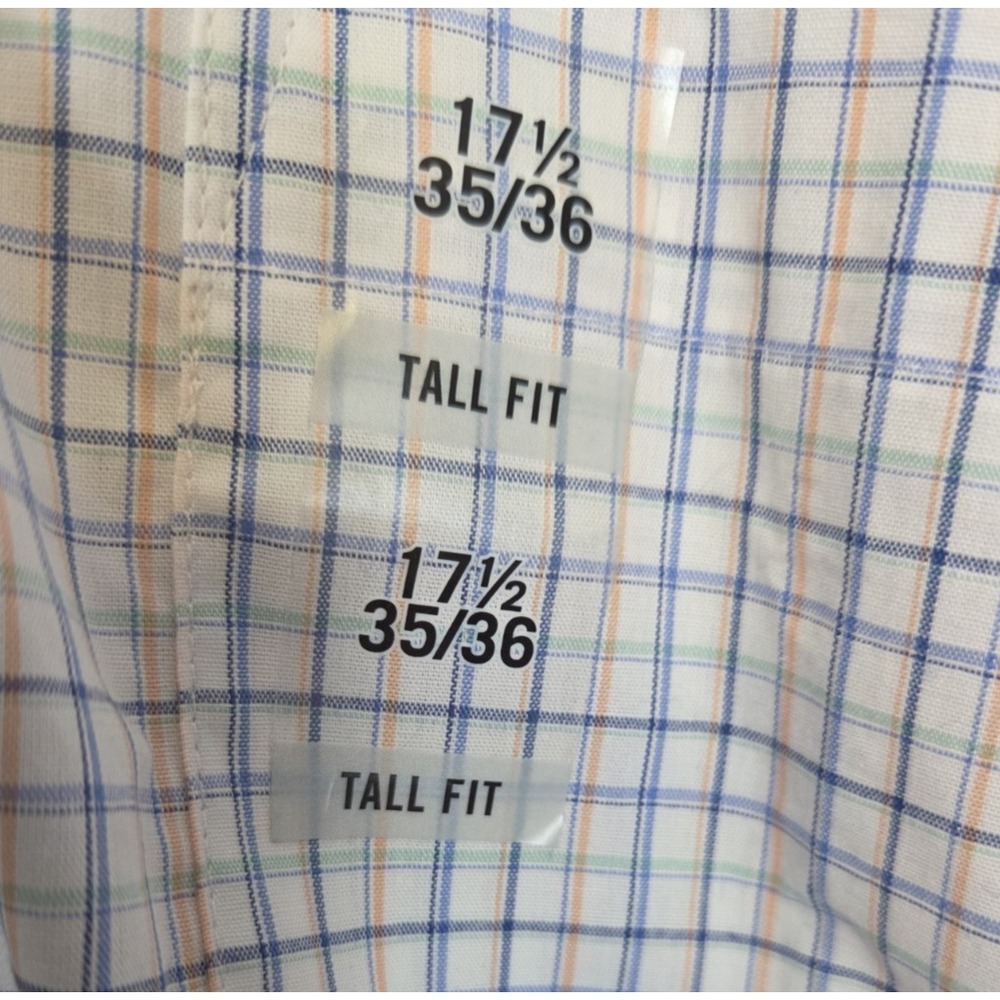 IZOD All Over Stretch Dress Shirt Mens 17.5 TALL FIT 35/36 Blue Check Office NEW - Picture 4 of 13